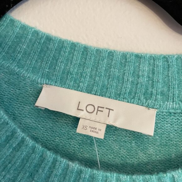 LOFT Women XS Green Soft Knit Wool Blend Crew Neck Pullover Relaxed Sweater NWT - Picture 7 of 10